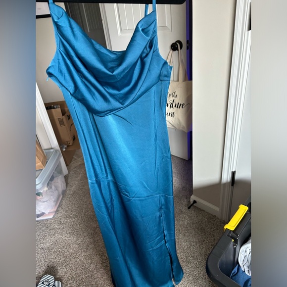 Fiamaoves silk satin dress dark blue - Picture 2 of 3